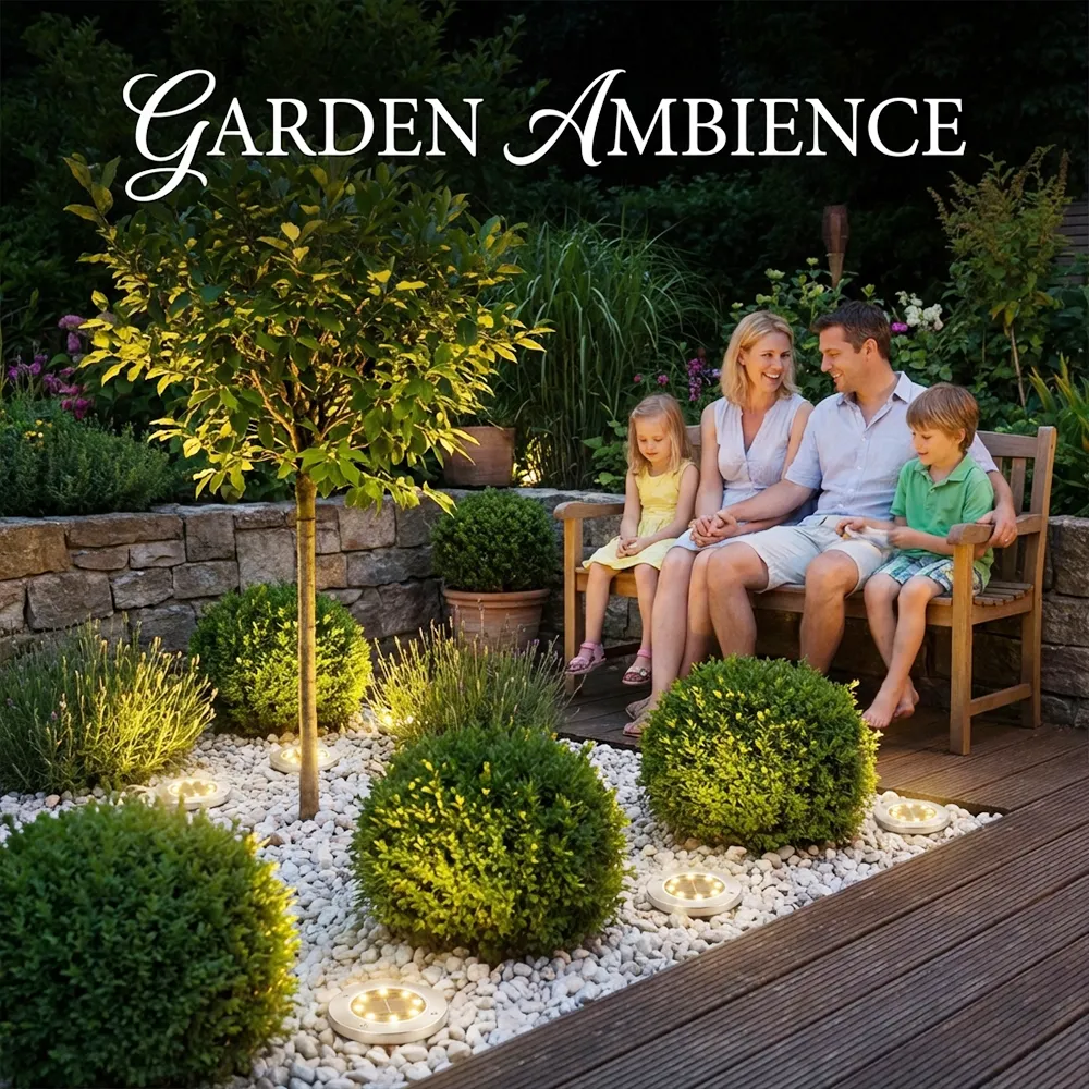 Solar light flush with ground in a lawn