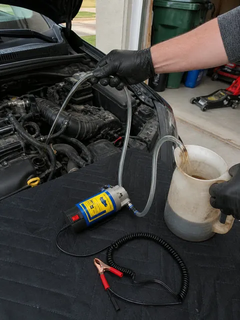 Oil extractor pump in a home garage