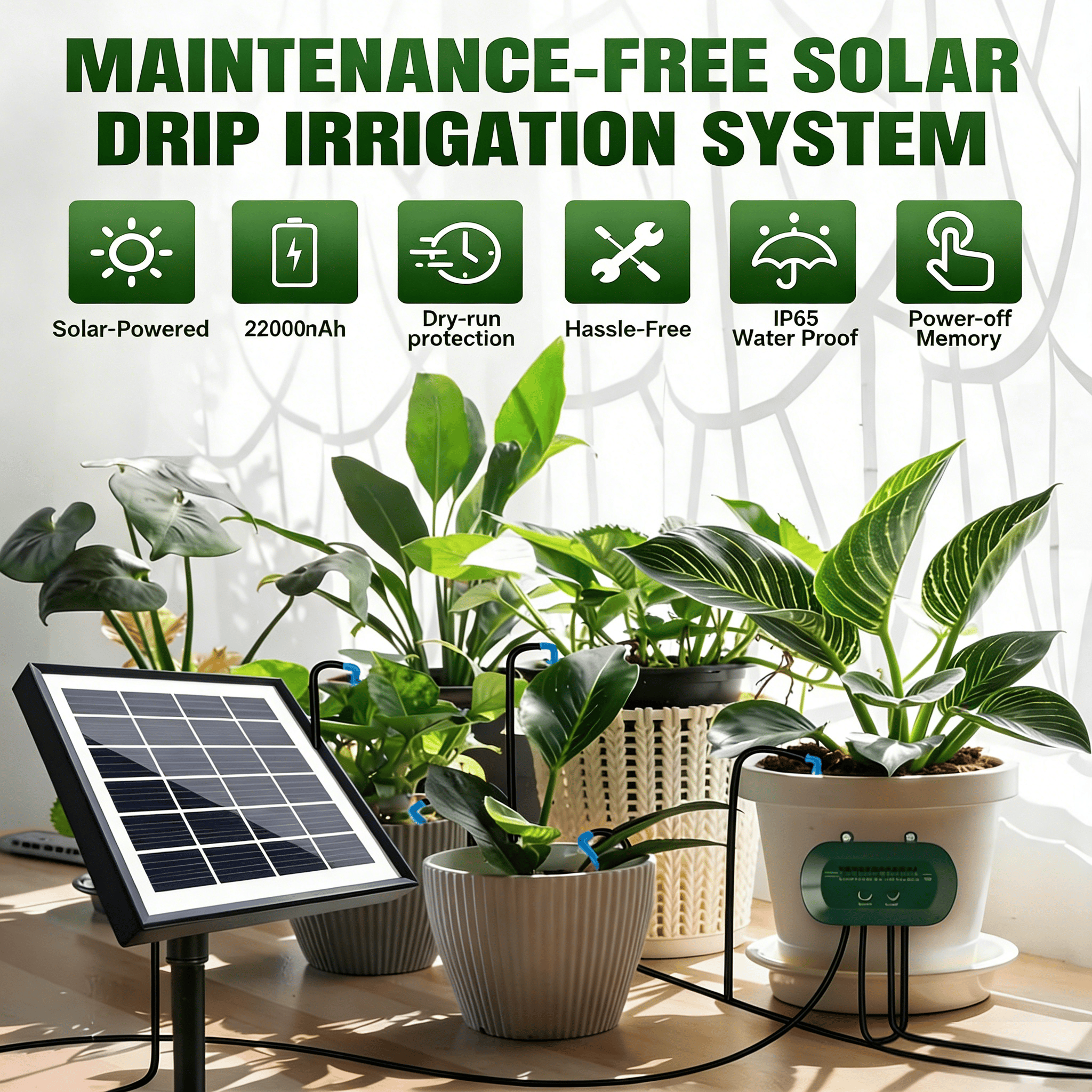 Solar-Tropfbewässerungsset für 12 Pflanzen