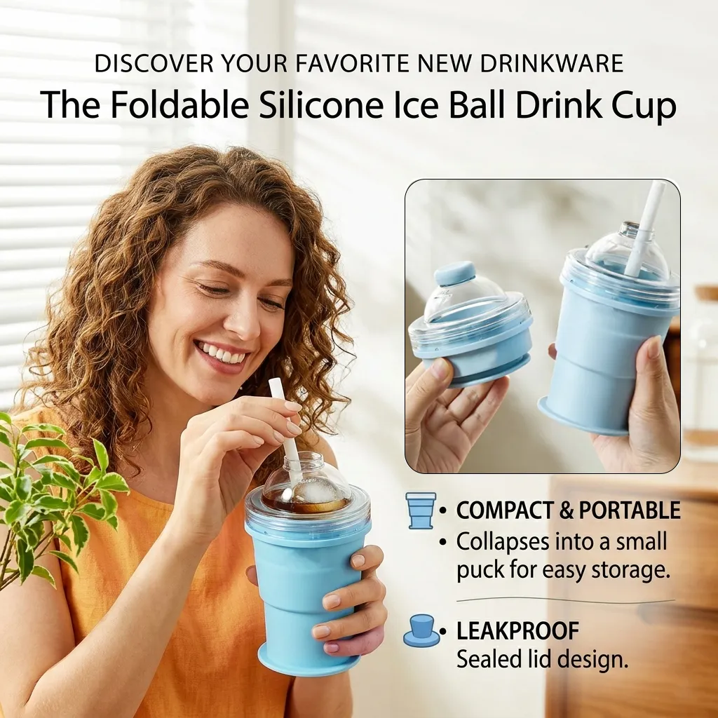 🧊 Foldable Ice Ball Cup: Save freezer space and enjoy slow-melting ice for perfect sipping. ❄️