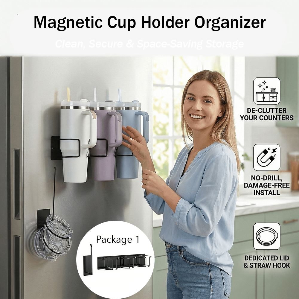 Magnetischer Becherhalter-Organizer für ordentliche und platzsparende Aufbewahrung