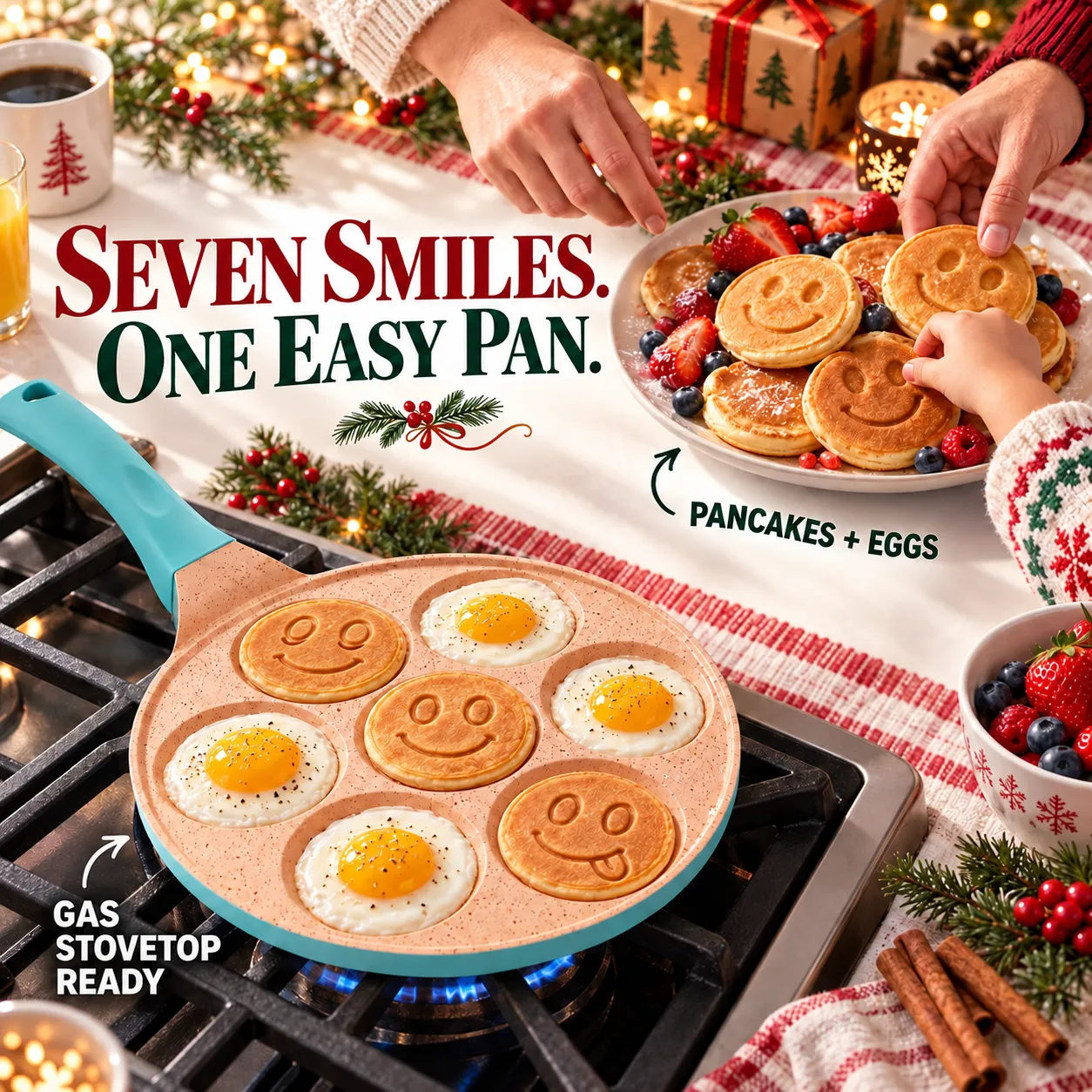 Frühstückspfanne mit 7 Smiley-Mulden