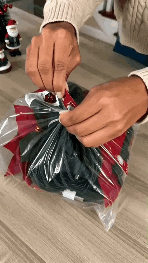 🎄✨ Christmas Poinsettia LED Garland String Lights demonstration