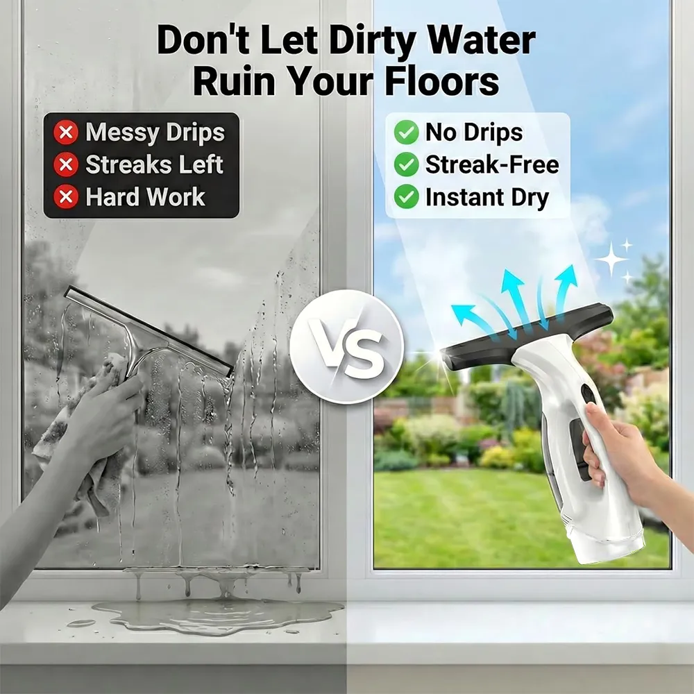 💦Cordless Window Squeegee: Achieve a streak-free shine without the back-breaking scrubbing. ✨