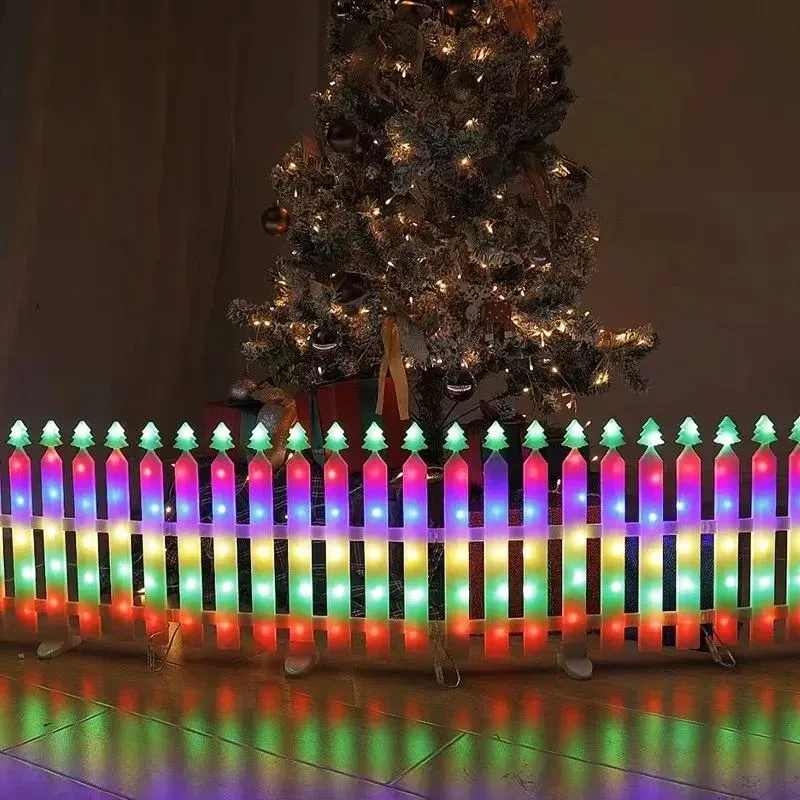 Mehrfarbige Weihnachts-Lichterzäune mit Niederspannungs-Steckernetzteil – 5 Elemente