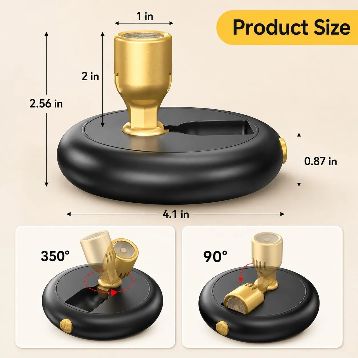 Spotlight size and adjustable head range in inches