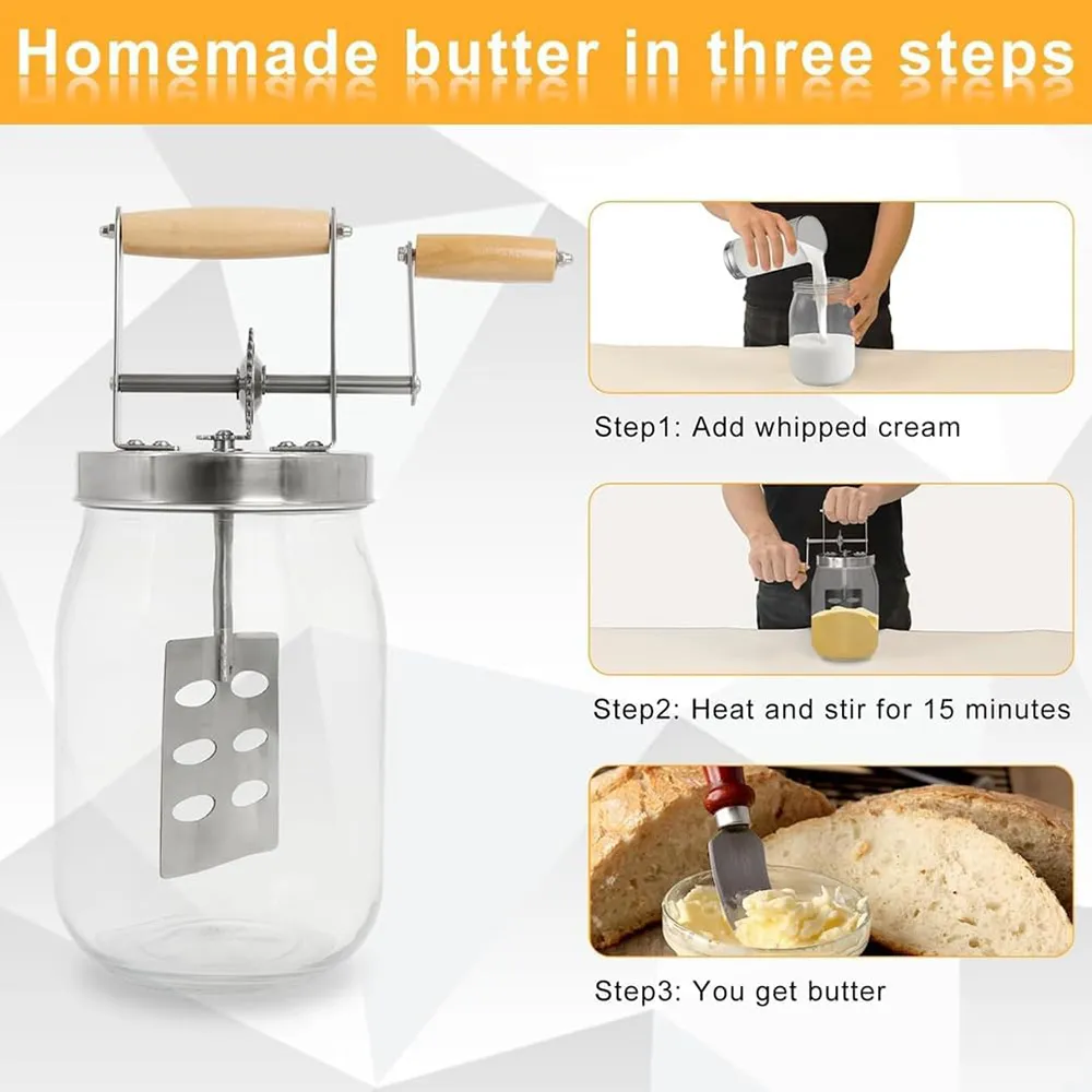 🧈 Hand-Crank Butter Maker: Skip the store-bought additives and enjoy pure, homemade flavor. 🥖