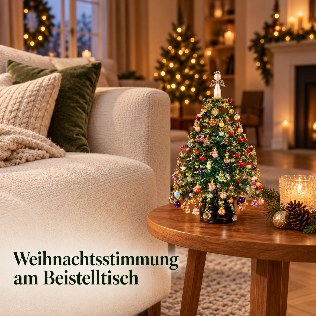 DIY-Perlenweihnachtsbaum für festliche Tischmomente