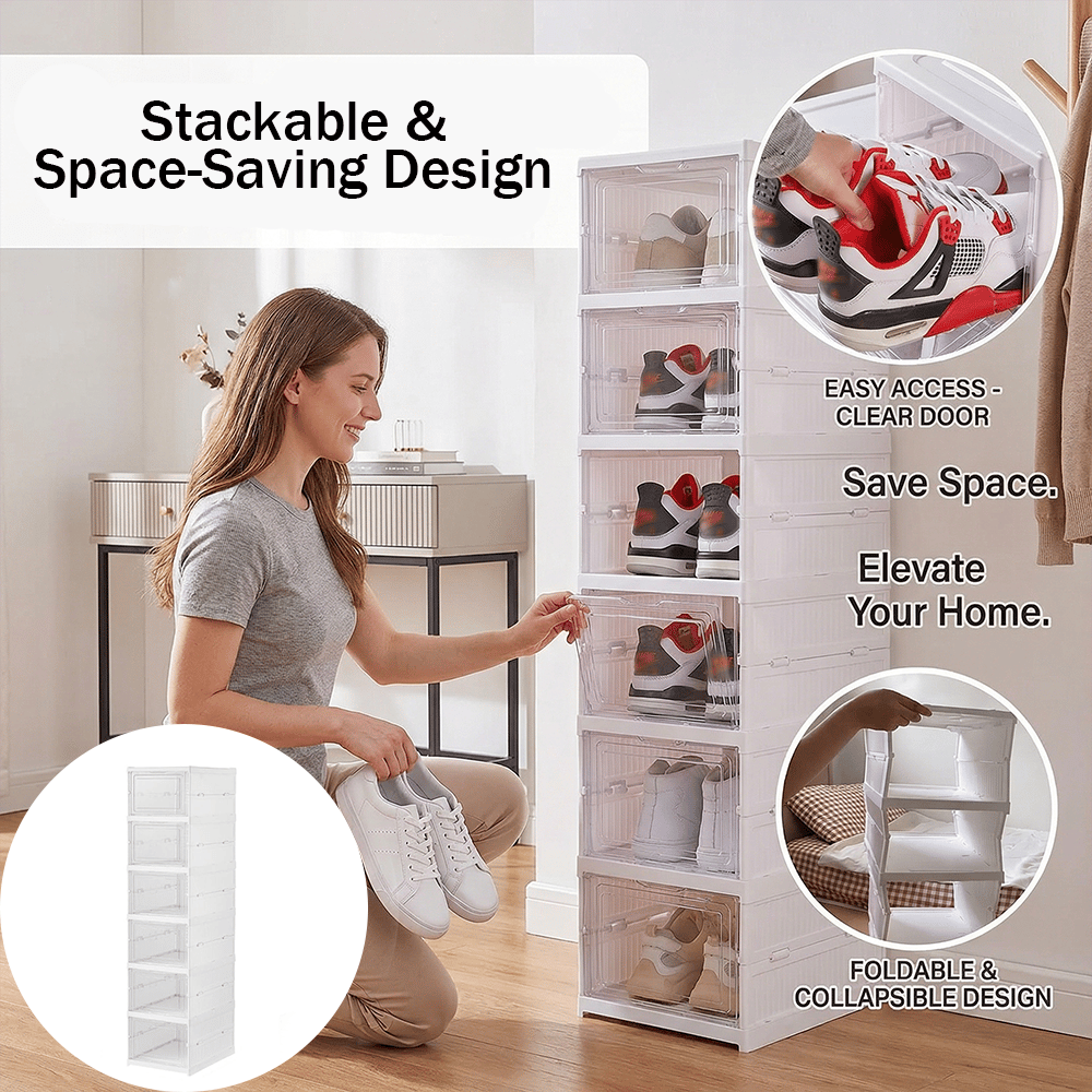 Modulares stapelbares Schuhaufbewahrungssystem – faltbar und platzsparend