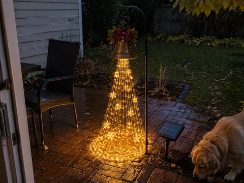 Solar-Gartenleuchte mit kaskadenförmigen Weihnachtsglocken – Produktabbildung