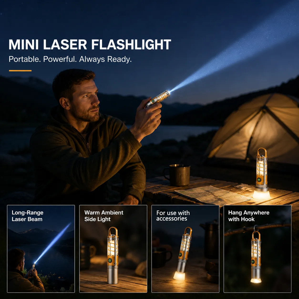 🔦Mini Laser Flashlight — Portable Multi-Function Outdoor Light