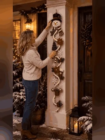 Glowing Christmas door hanger in motion