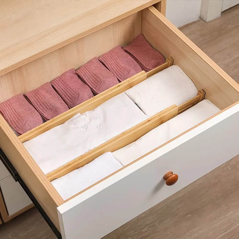 Spring-Fit Bamboo Drawer Dividers
