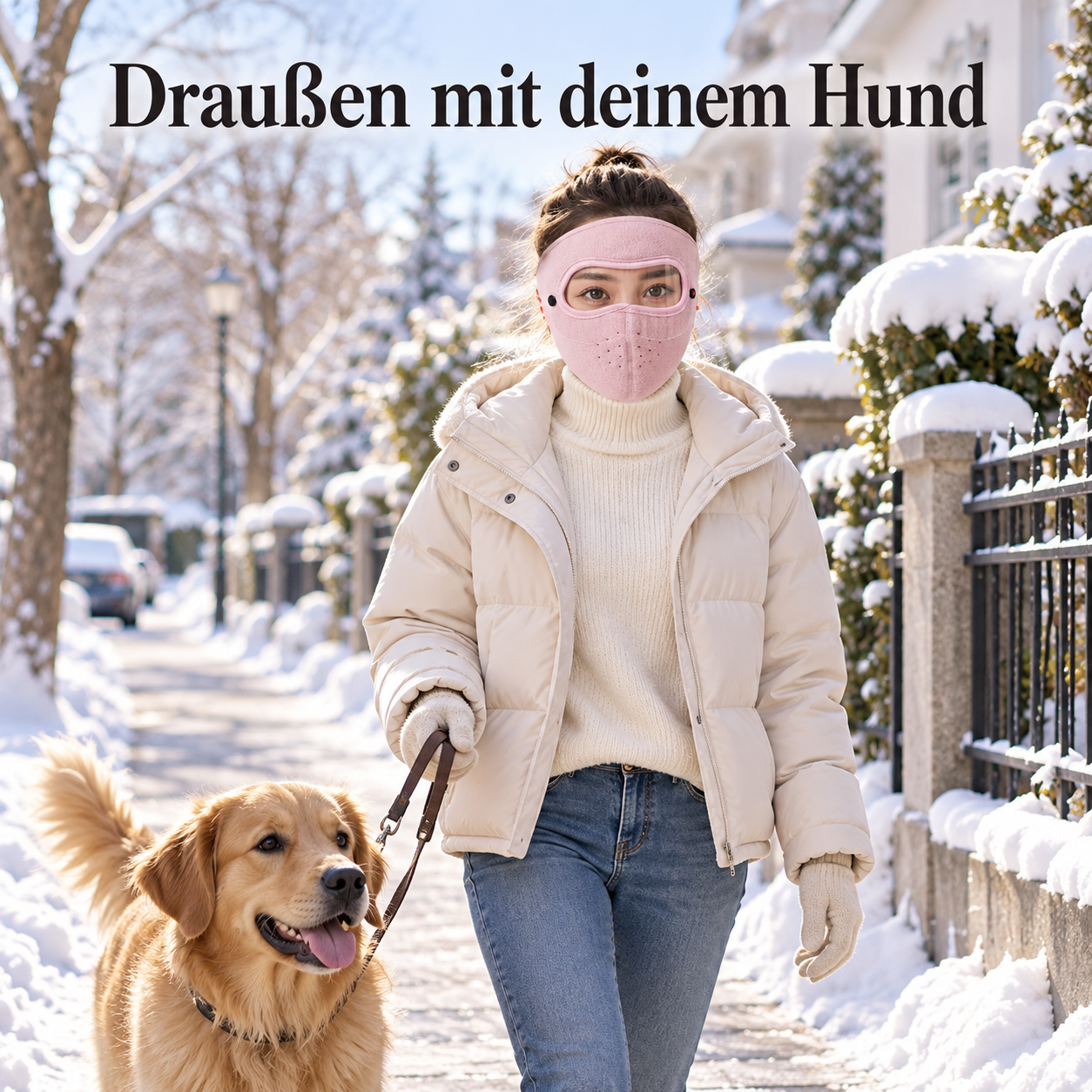 Rosa Maske mit Schutzbrille: Mit deinem Hund
