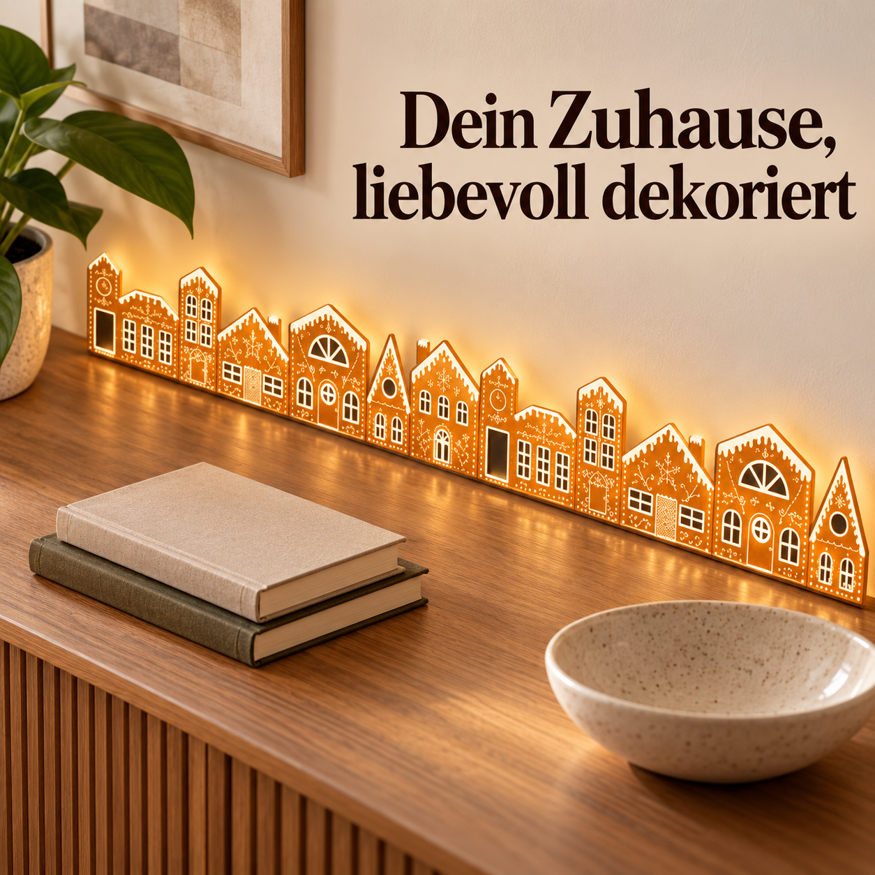 Lebkuchenhaus-Dekoleiste mit LED für gemütliche Wohnakzente