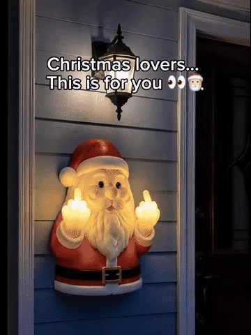 Funny Light-Up Middle Finger Santa Night Light – 7.9-Inch Wall Decor demonstration
