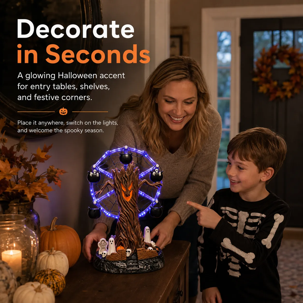 Animated Haunted Tree Ferris Wheel Halloween Tabletop Decoration
