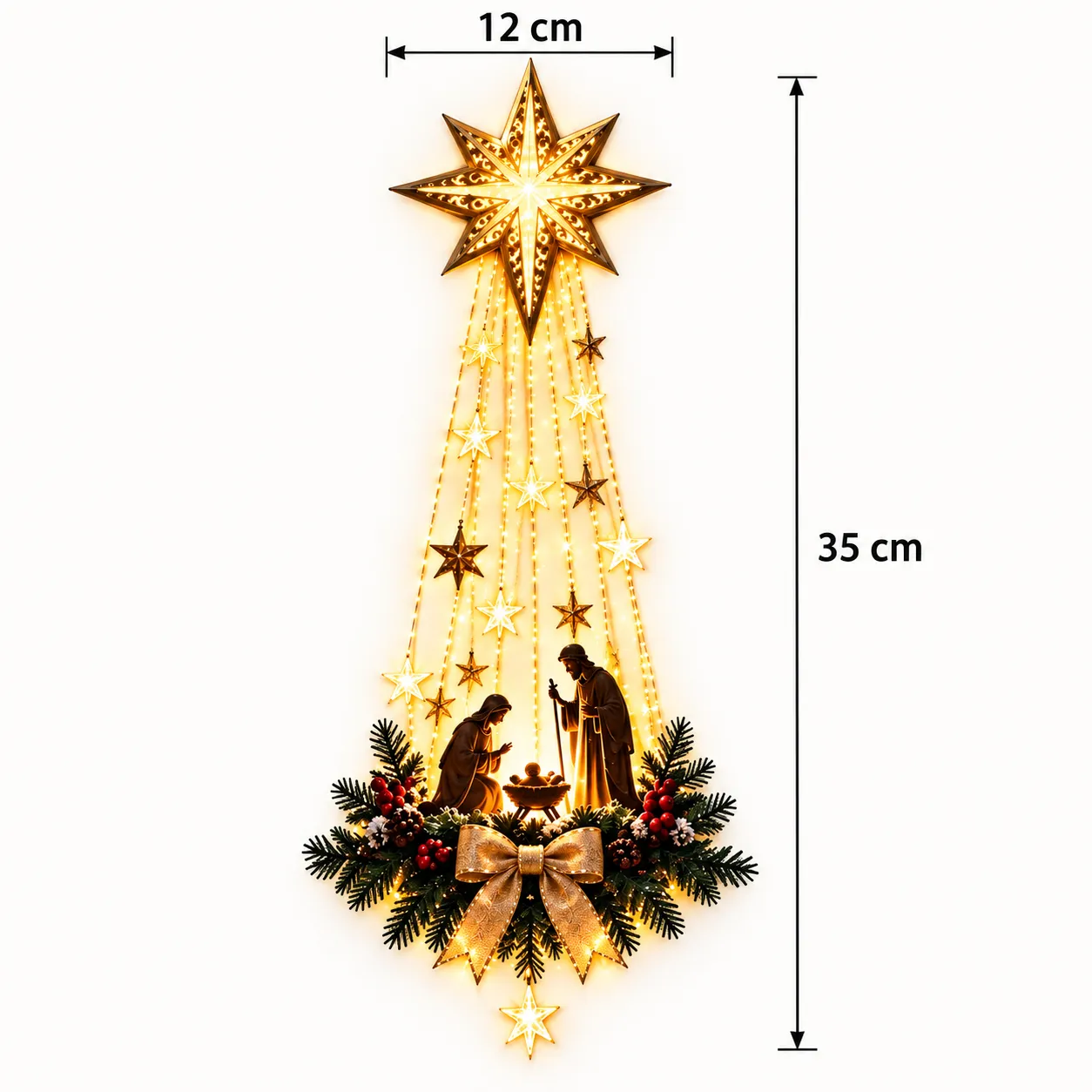Beleuchtete Krippen-Wanddekoration mit Stern von Bethlehem