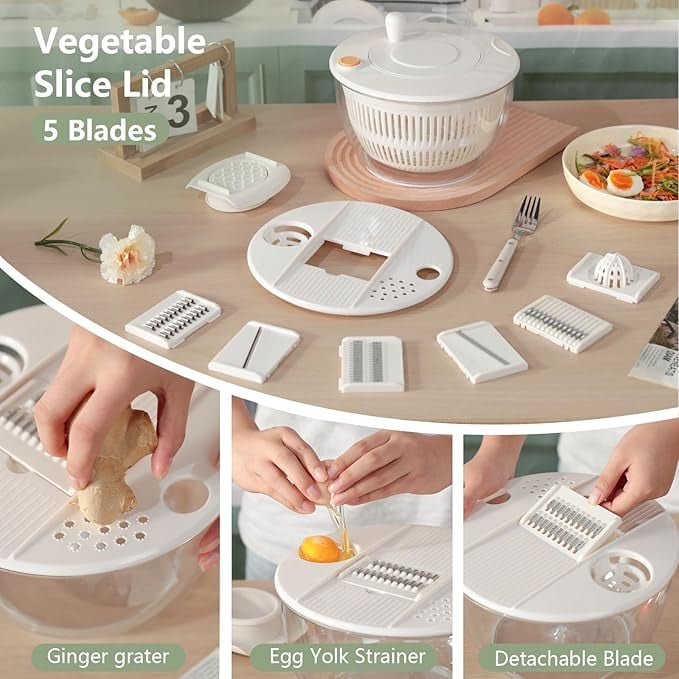 Salatschleuderset mit großem Fassungsvermögen und Mehrklingen-Zubereitungssystem