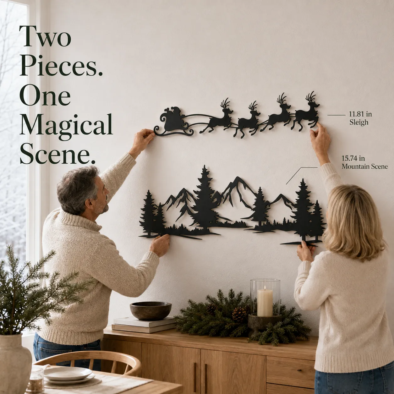 Christmas Eve Metal Wall Art Duo