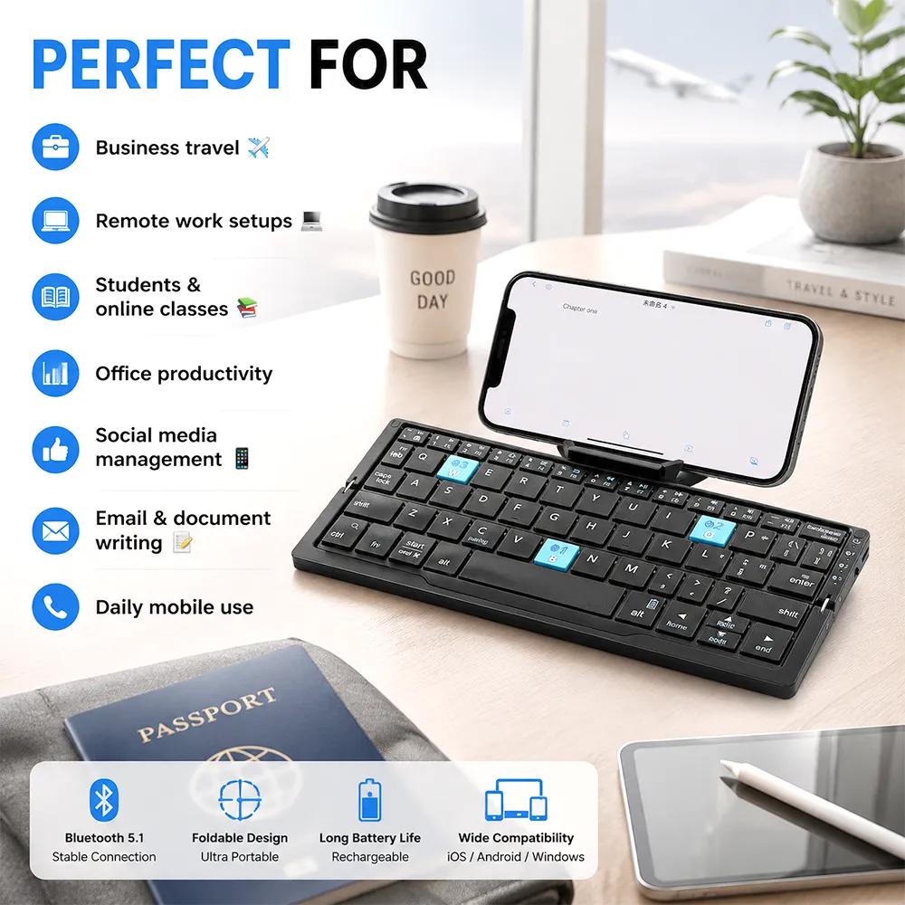⌨️ Foldable Bluetooth Keyboard with Magnetic Stand