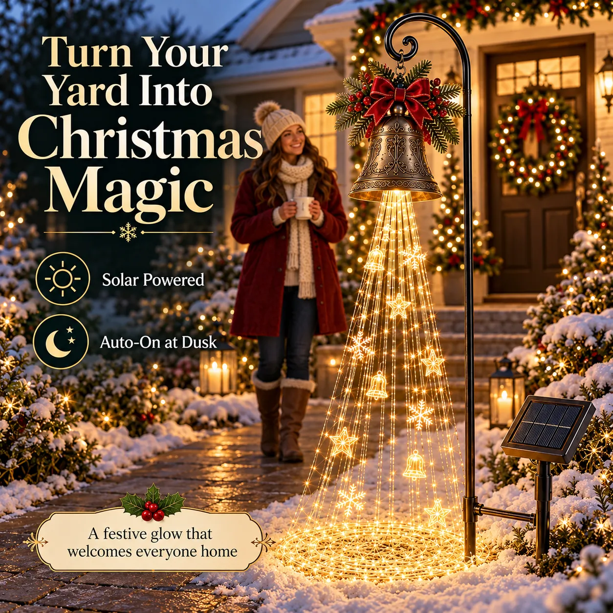 🔔 Christmas Solar Bell Cascade Garden Light 🎄