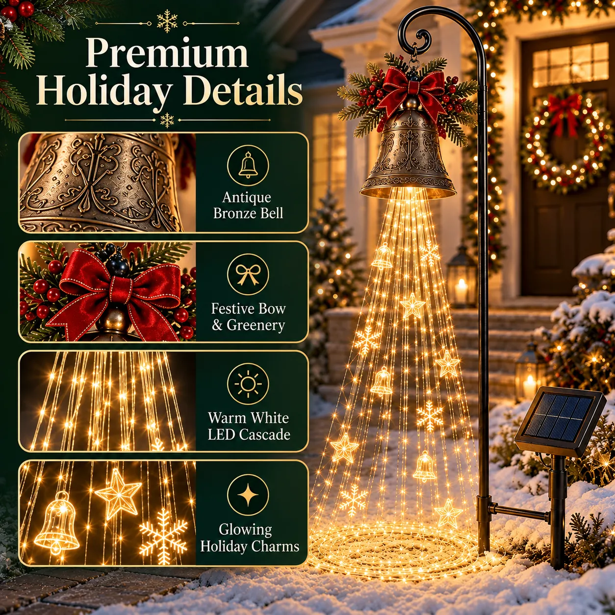 🔔 Christmas Solar Bell Cascade Garden Light 🎄 – weitere Ansicht