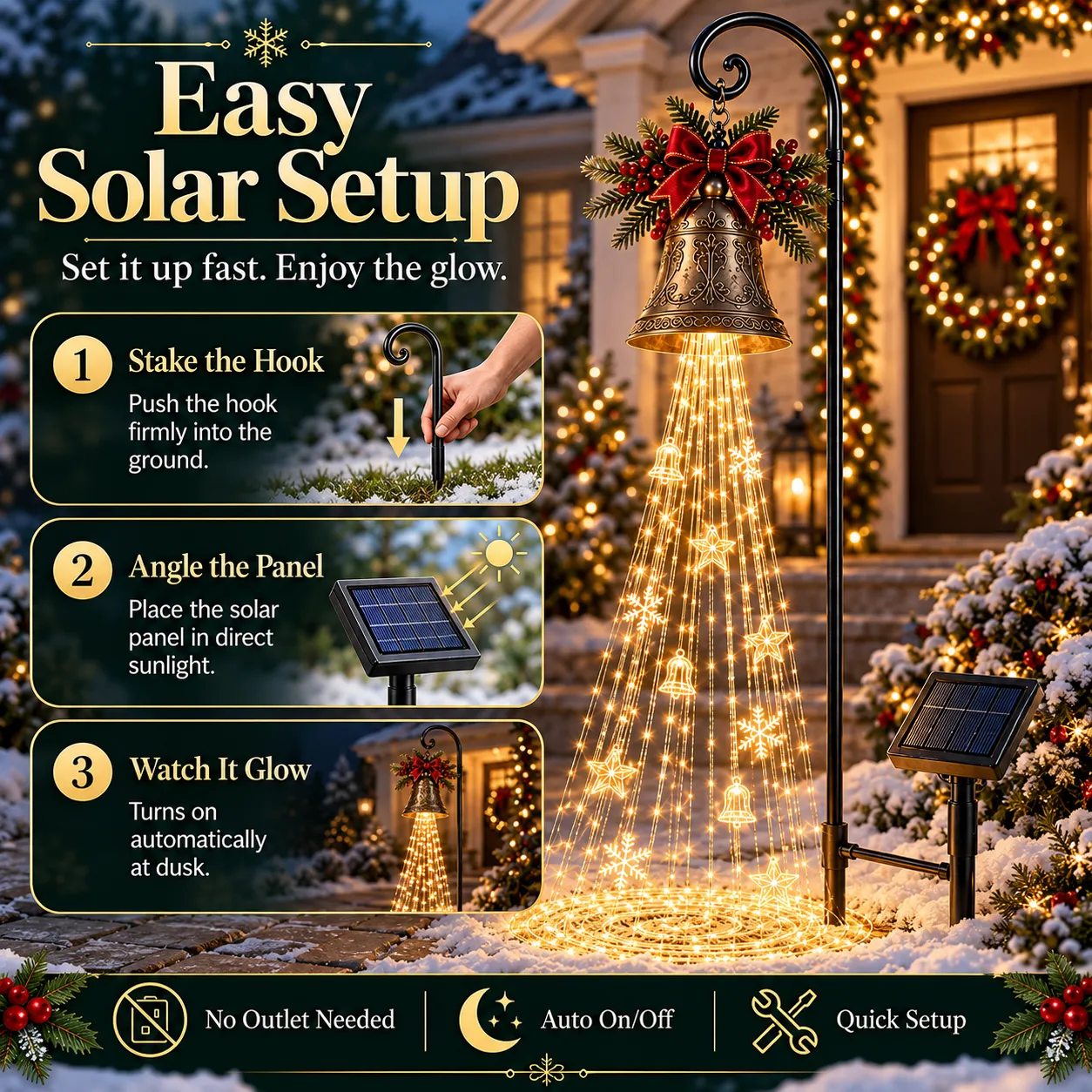 🔔 Christmas Solar Bell Cascade Garden Light 🎄
