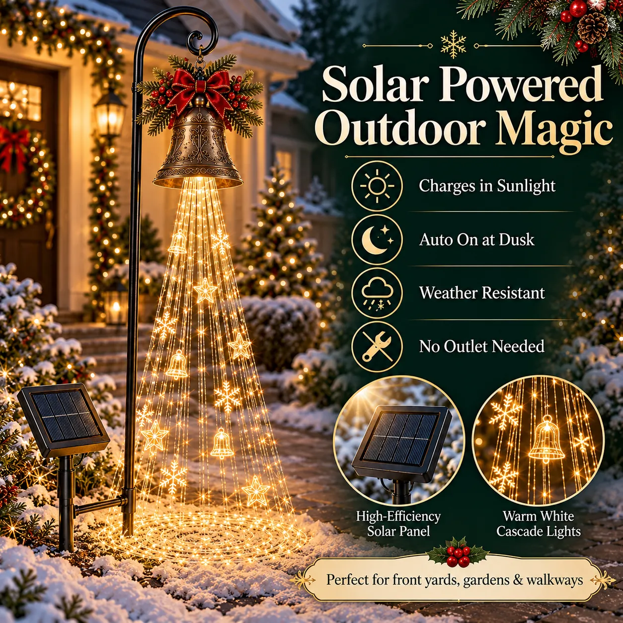 🔔 Christmas Solar Bell Cascade Garden Light 🎄