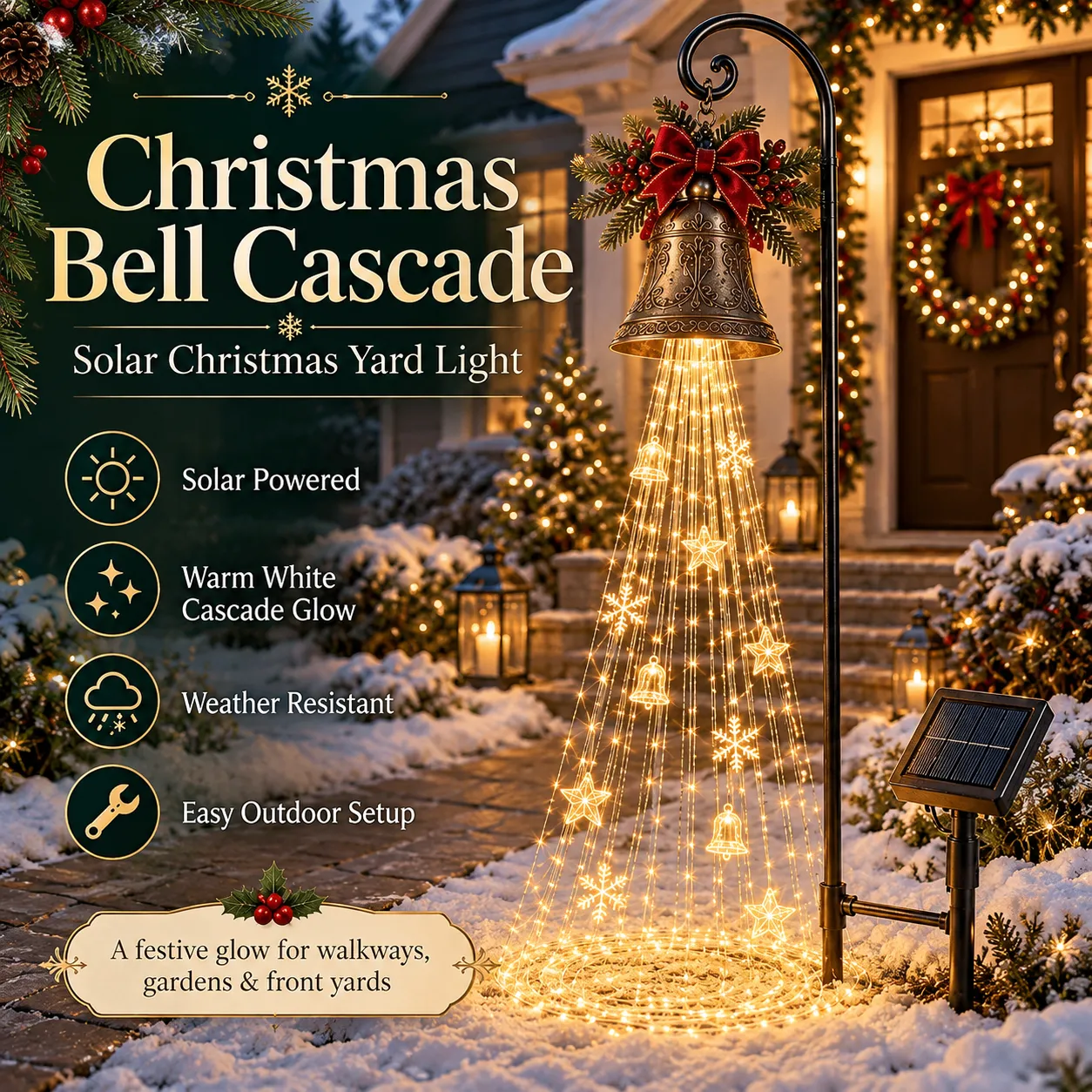 🔔 Christmas Solar Bell Cascade Garden Light 🎄