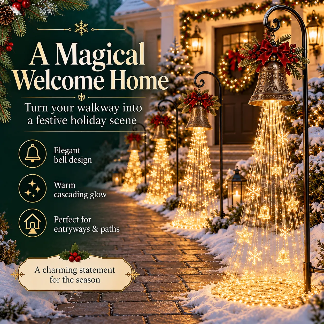 🔔 Christmas Solar Bell Cascade Garden Light 🎄