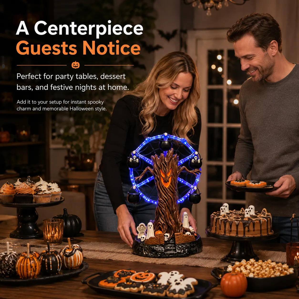 Animated Haunted Tree Ferris Wheel Halloween Tabletop Decoration