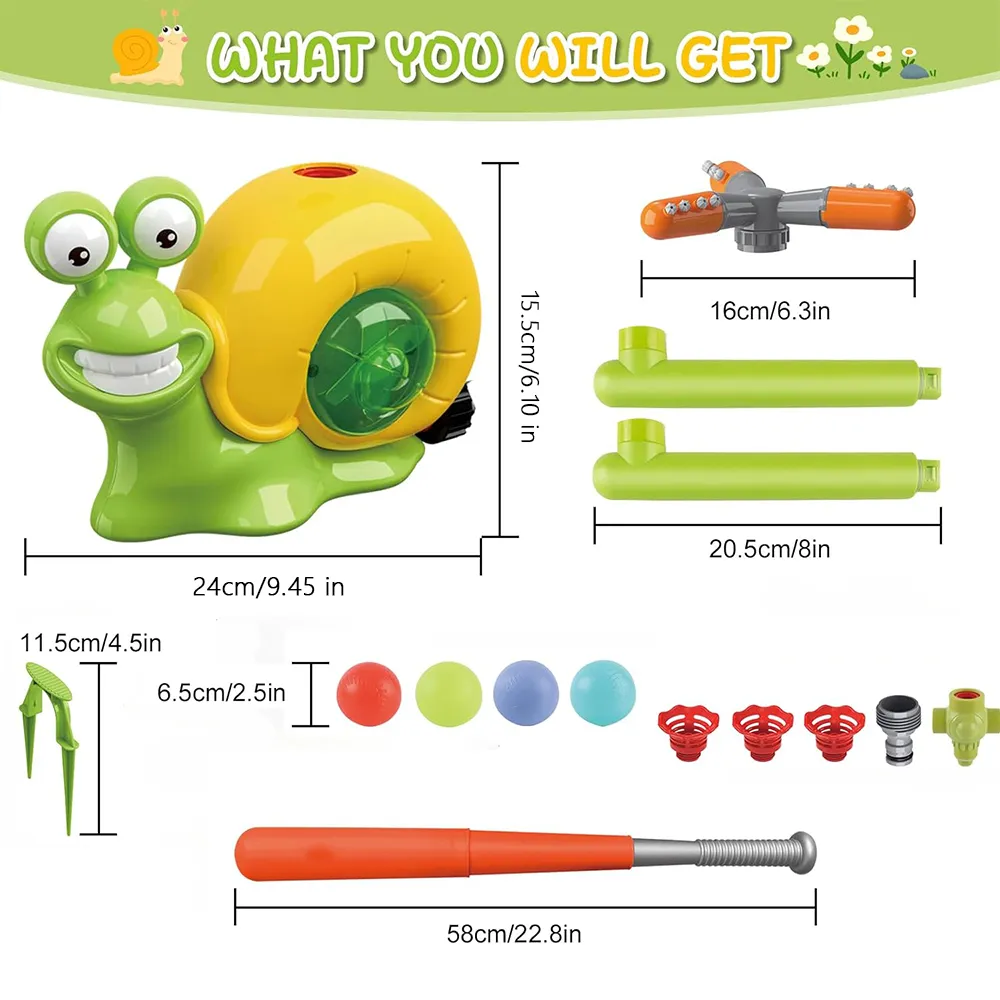 🐌 2-in-1 Snail Sprinkler Baseball Toy for Kids
