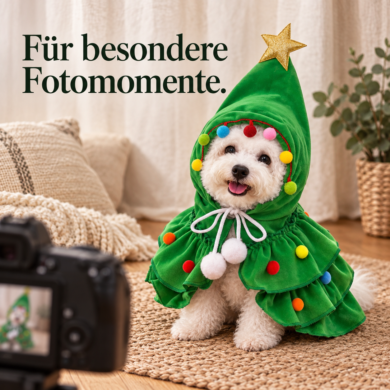 Baumkostüm für Haustiere – verspielte Fotomomente