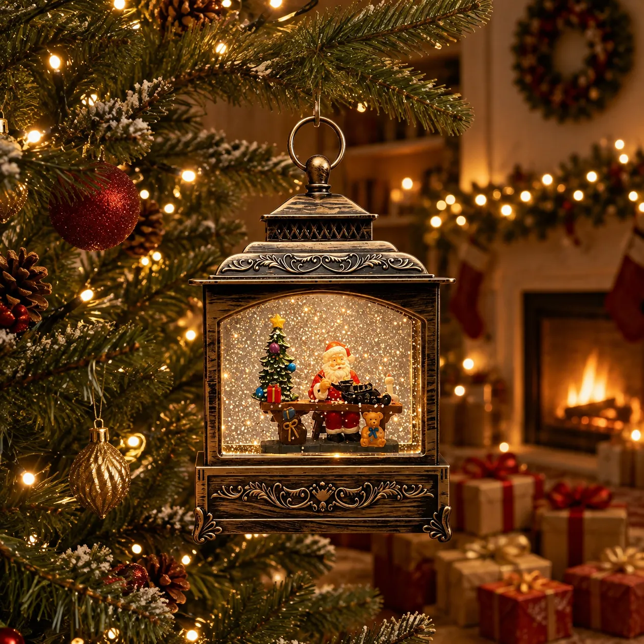 Christmas Musical Swirling Snow Lantern