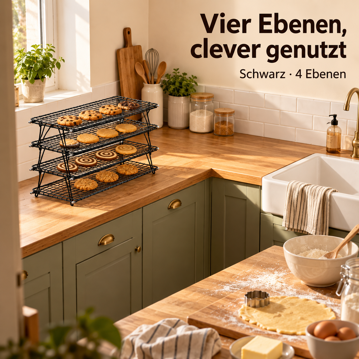 Vierstöckiges Abkühlgitter für mehr Platz beim Backen