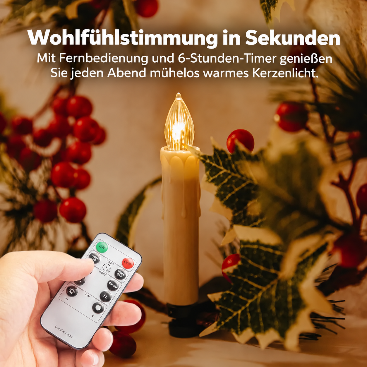 Flammenlose LED-Weihnachtsbaumkerzen mit Clip und Fernbedienung – 10er-Set