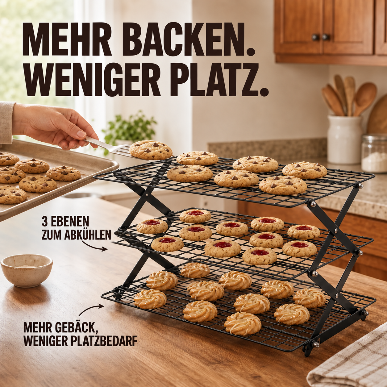 Space-Saving 3-Tier Foldable Cooling Rack