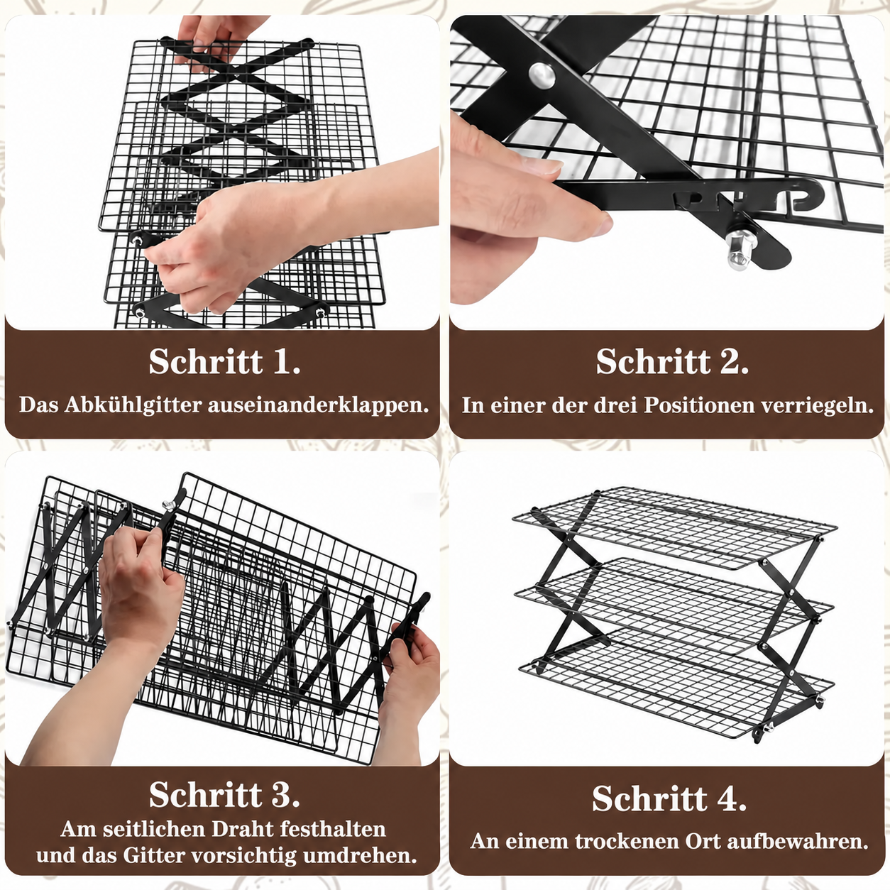 Space-Saving 3-Tier Foldable Cooling Rack