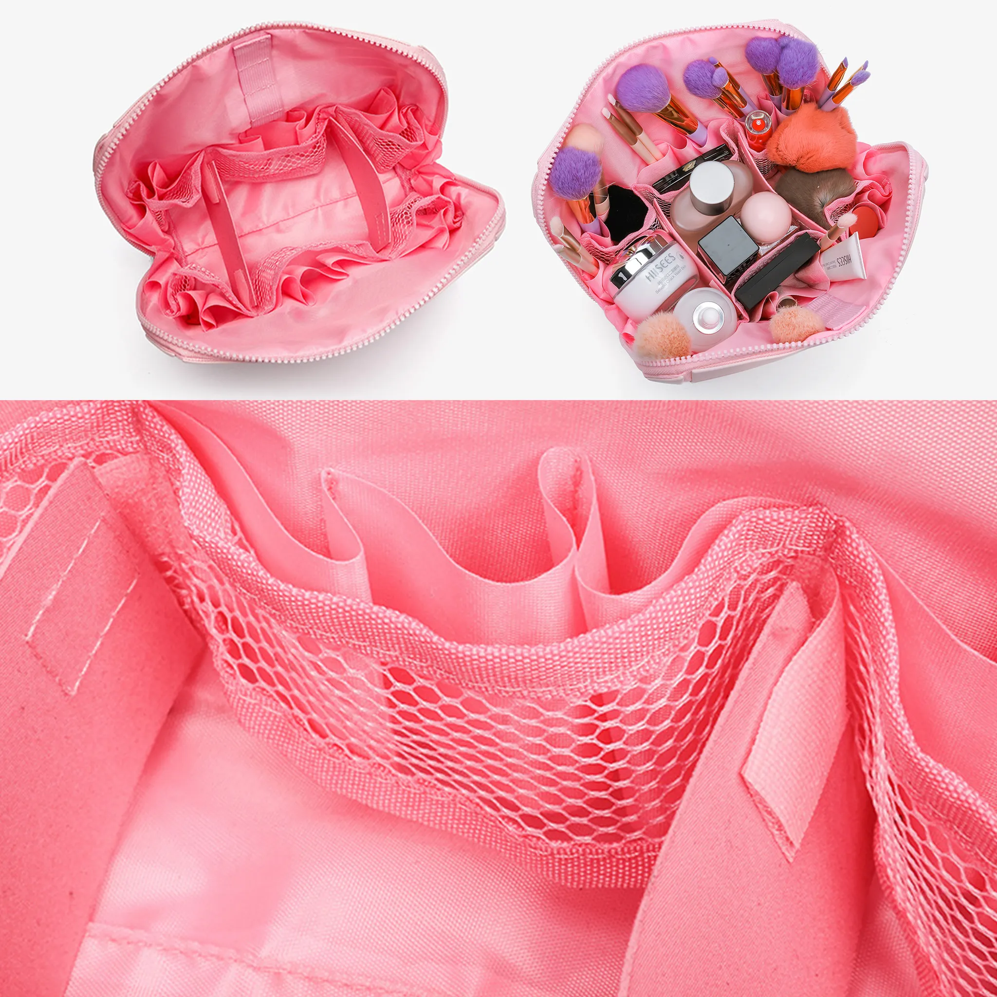 👝Striped Shell Cosmetic Bag