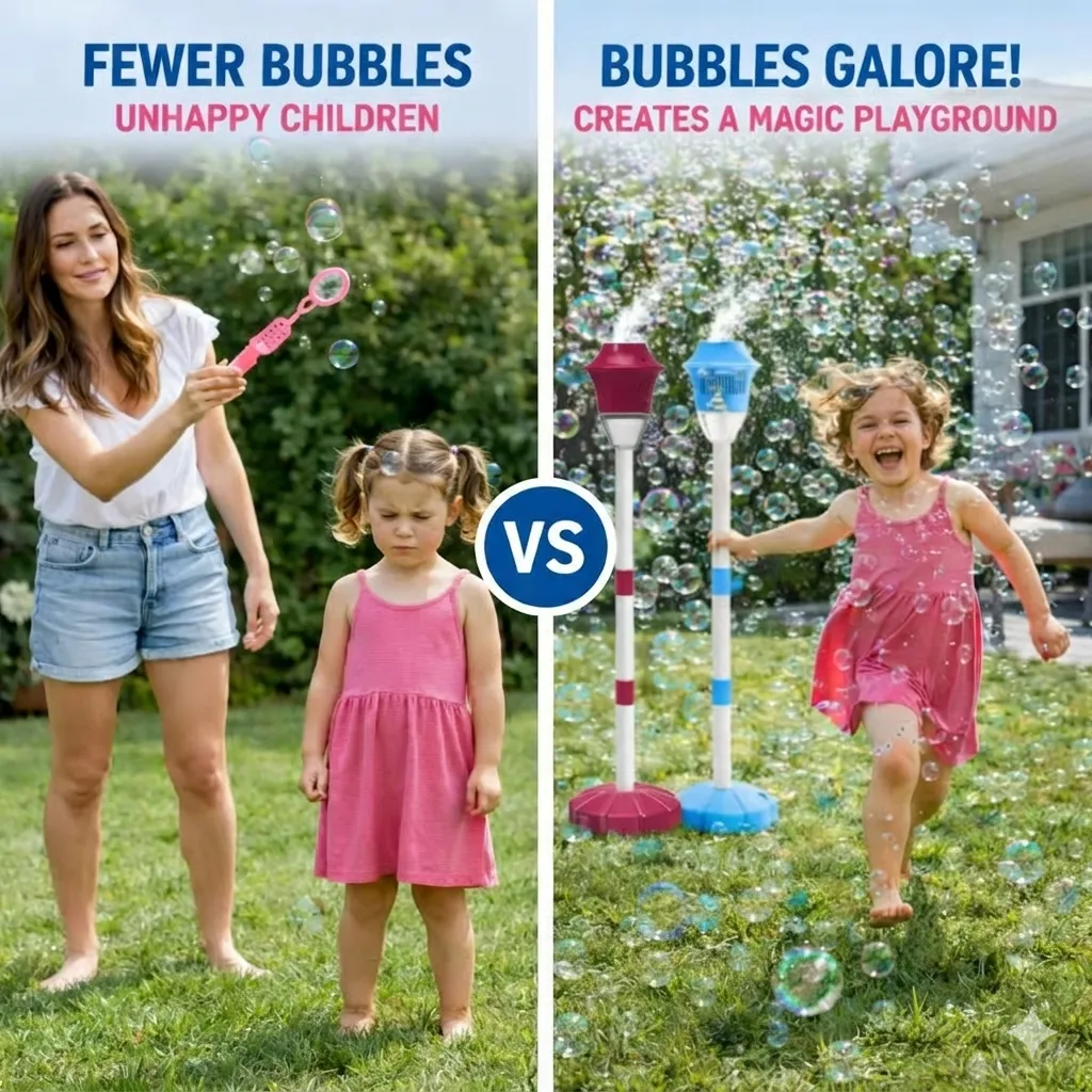 Child holding lightweight bubble machine