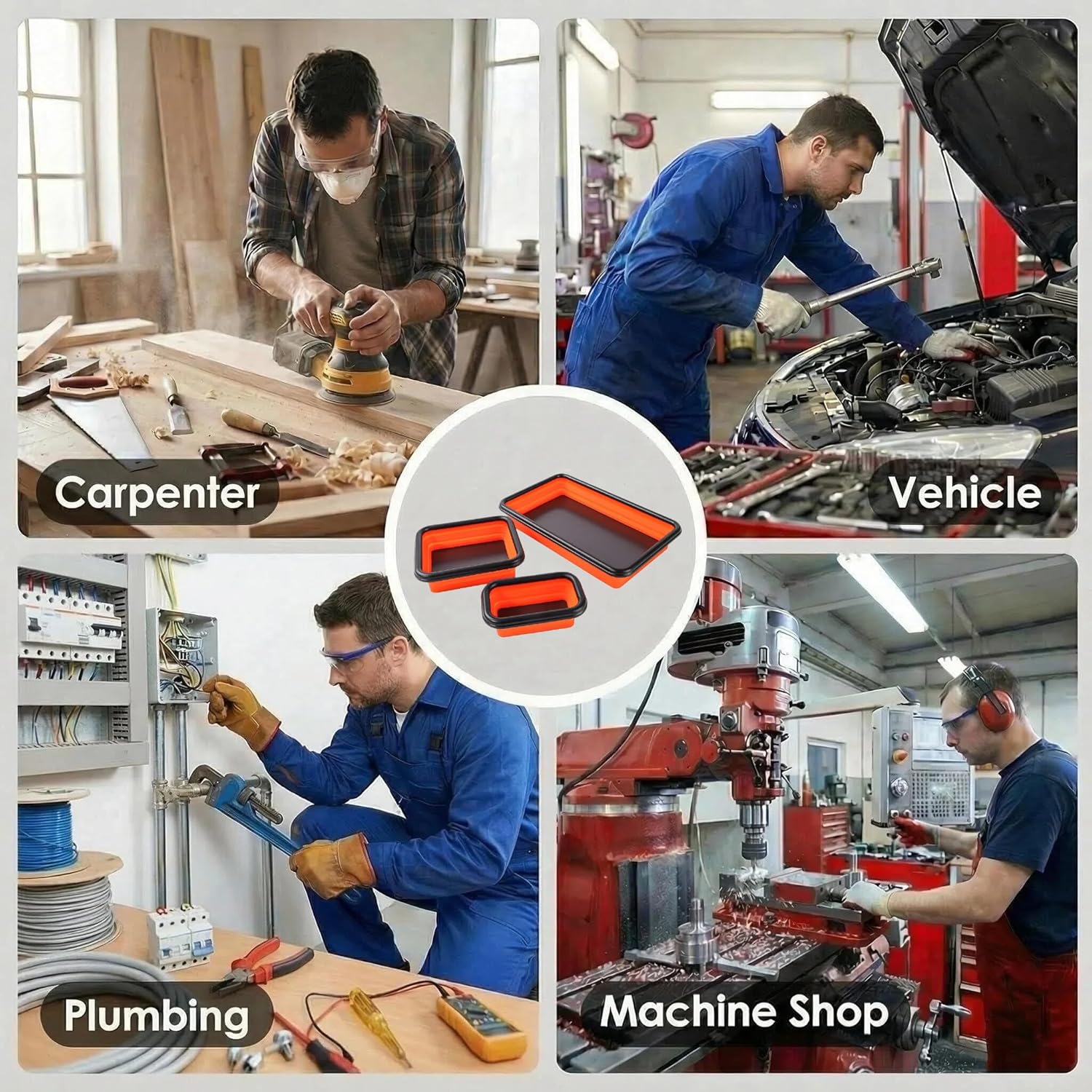 Zusammenklappbares magnetisches Kleinteileschalen-Set – 3 Größen