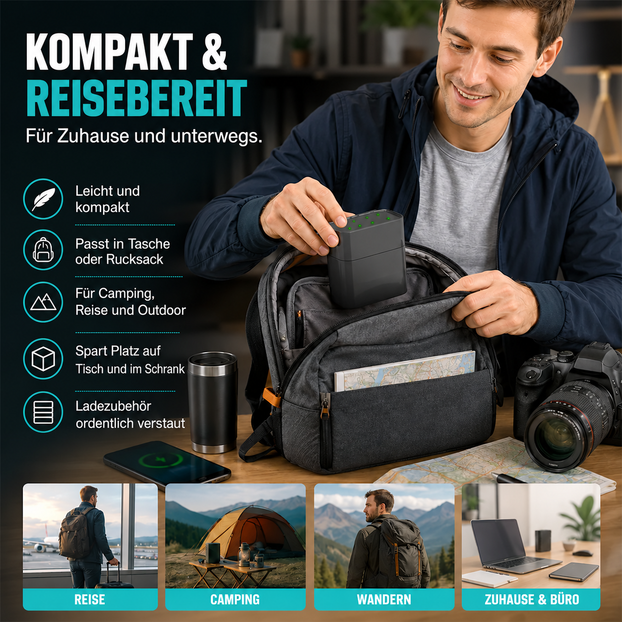 🔋 Tragbares intelligentes 8-Schacht-Akkuladegerät