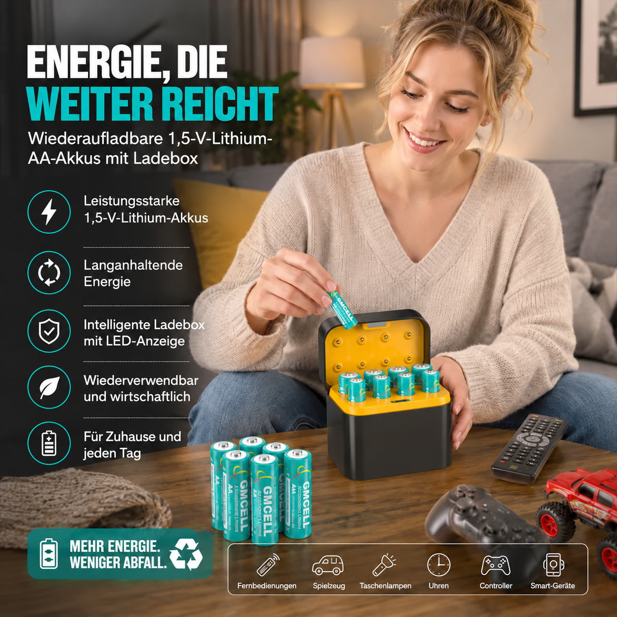 🔋 Tragbares intelligentes 8-Schacht-Akkuladegerät