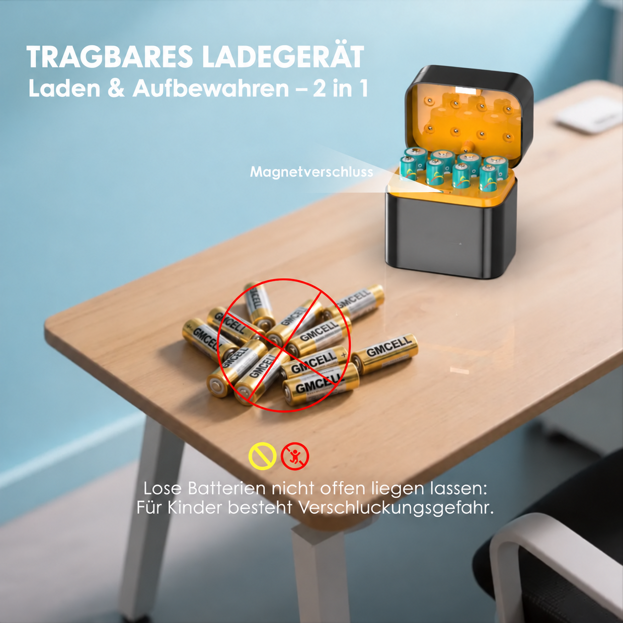 🔋 Tragbares intelligentes 8-Schacht-Akkuladegerät