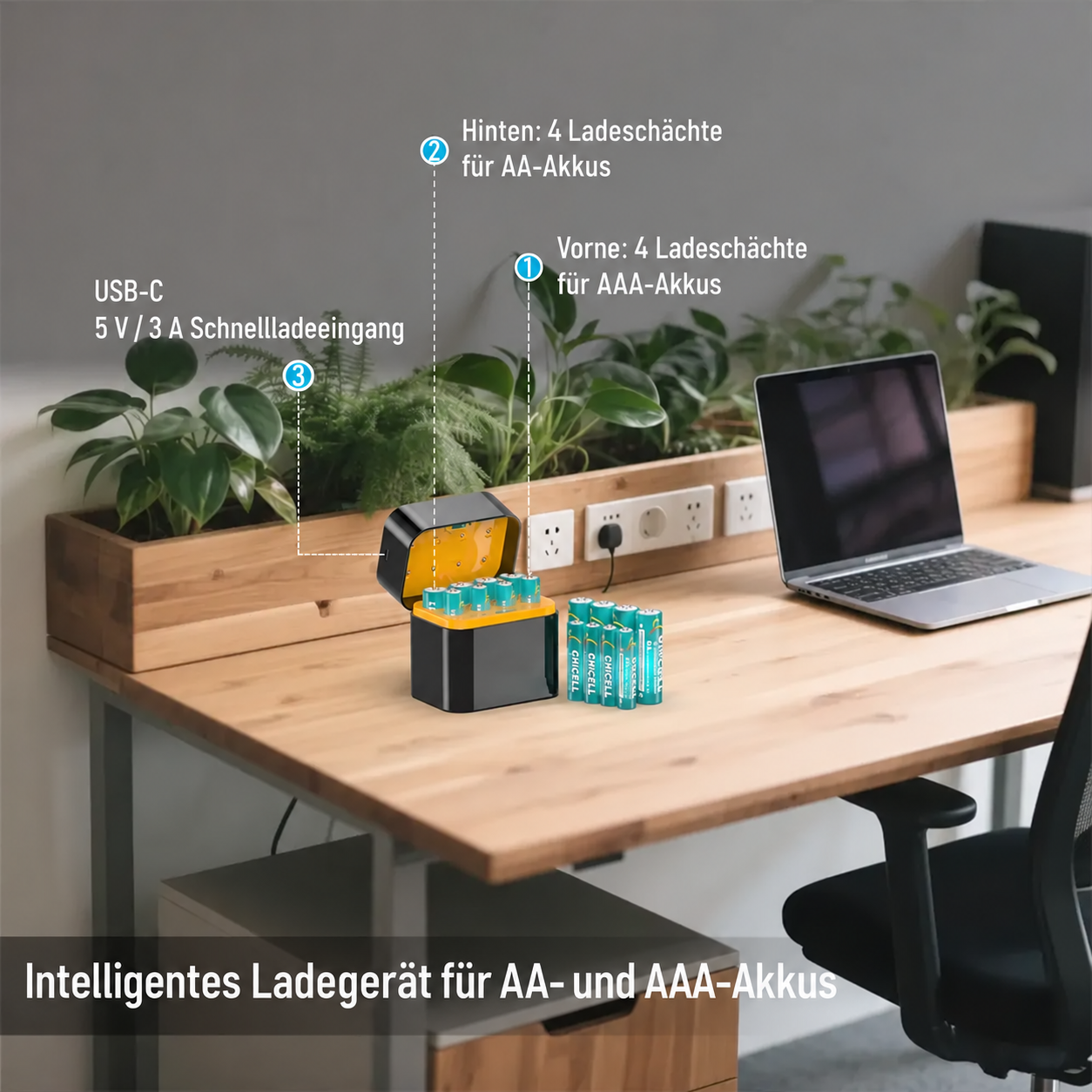 🔋 Tragbares intelligentes 8-Schacht-Akkuladegerät