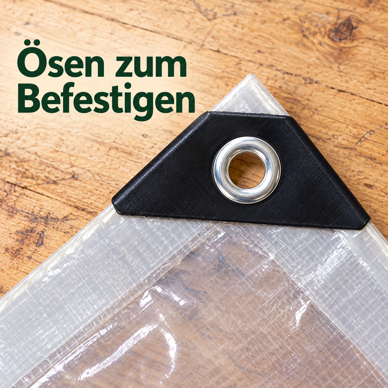 Transparente Schutzplane für freie Sicht bei Wind und Regen
