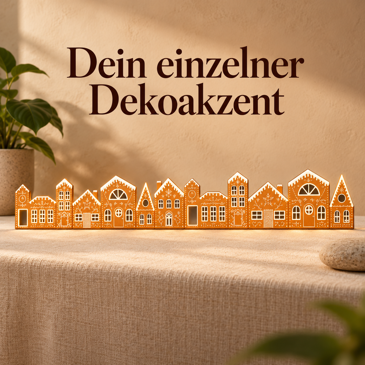 Lebkuchenhaus-Dekoleiste mit LED für gemütliche Wohnakzente