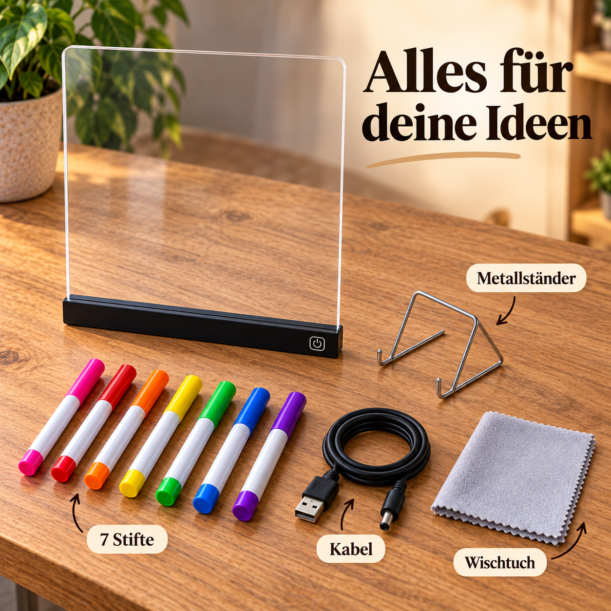 Leuchtende Acryltafeln für kreative Botschaften im 20er-Set