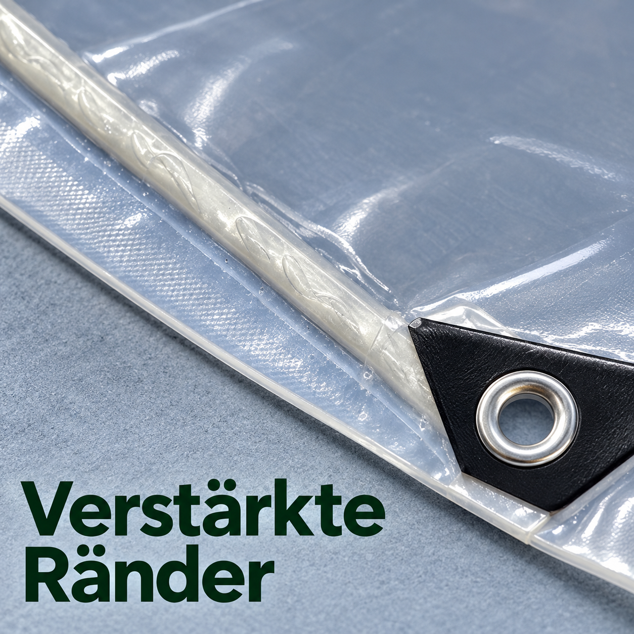 Transparente Schutzplane für freie Sicht bei Wind und Regen
